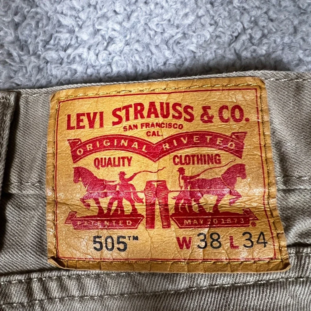 Levis‎ 505 Jeans Mens 38x34 Tan Straight Leg Formal Office Casual Business
